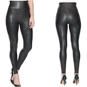 SPANX Black Faux Leather Leggings EUC